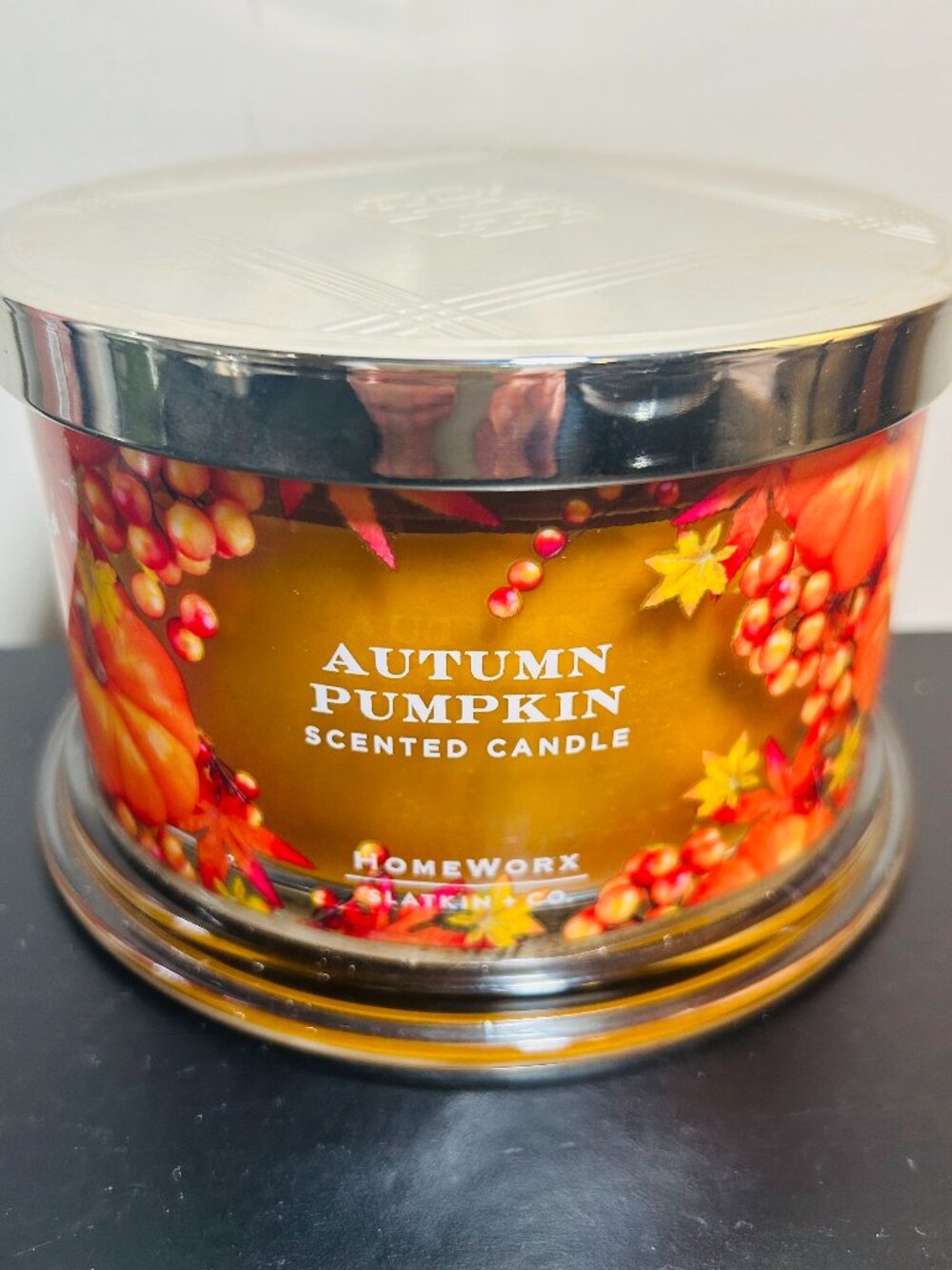 HomeWorx by Slatkin Autumn Pumpkin 4-Wick 18oz Candle NEW